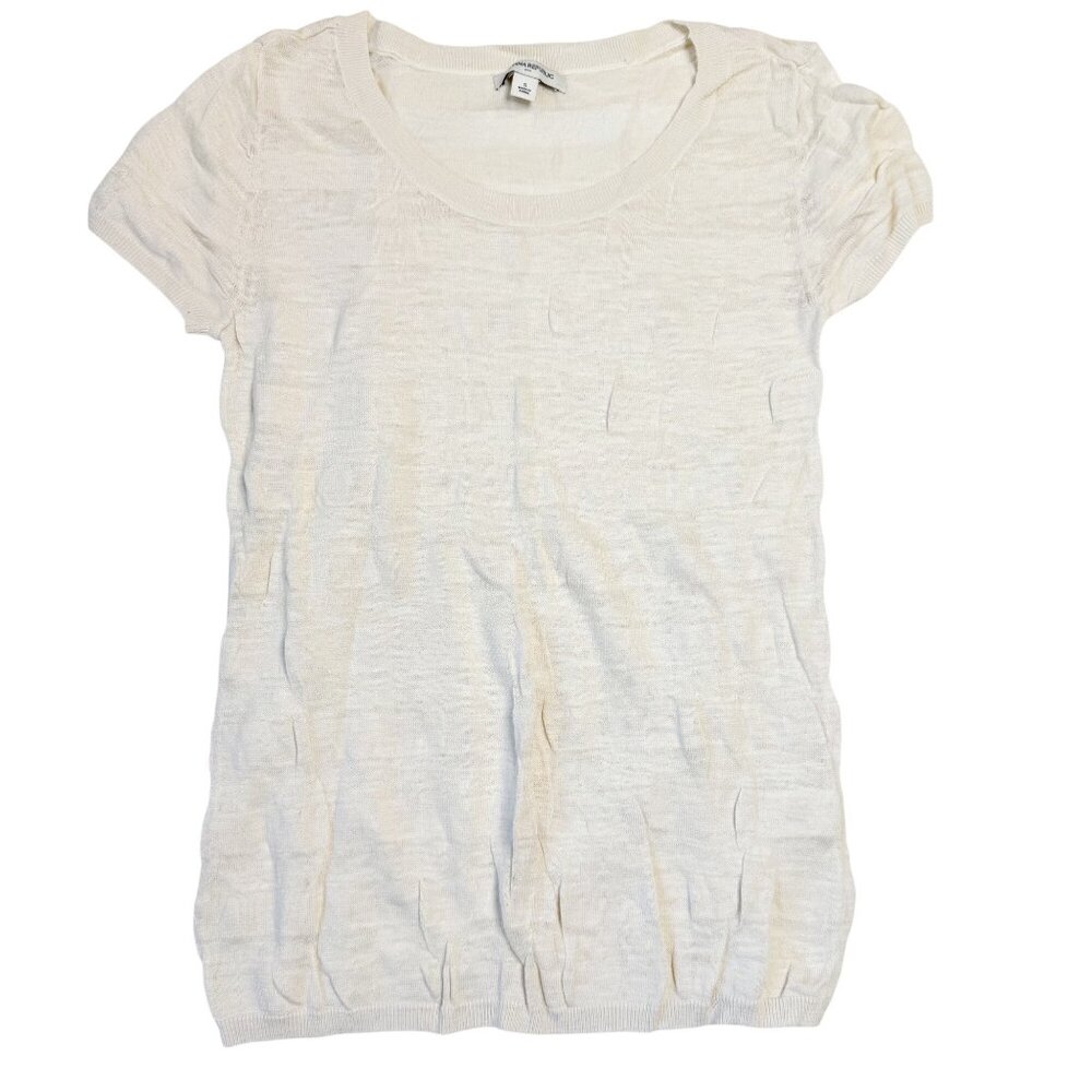 Banana Republic Womens Ivory Short-Sleeve Sweater Size S Lightweight